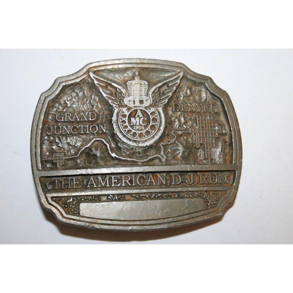 Vintage 1984 AMC Grand Junction Denver The American D-J Run Train Belt Buckle